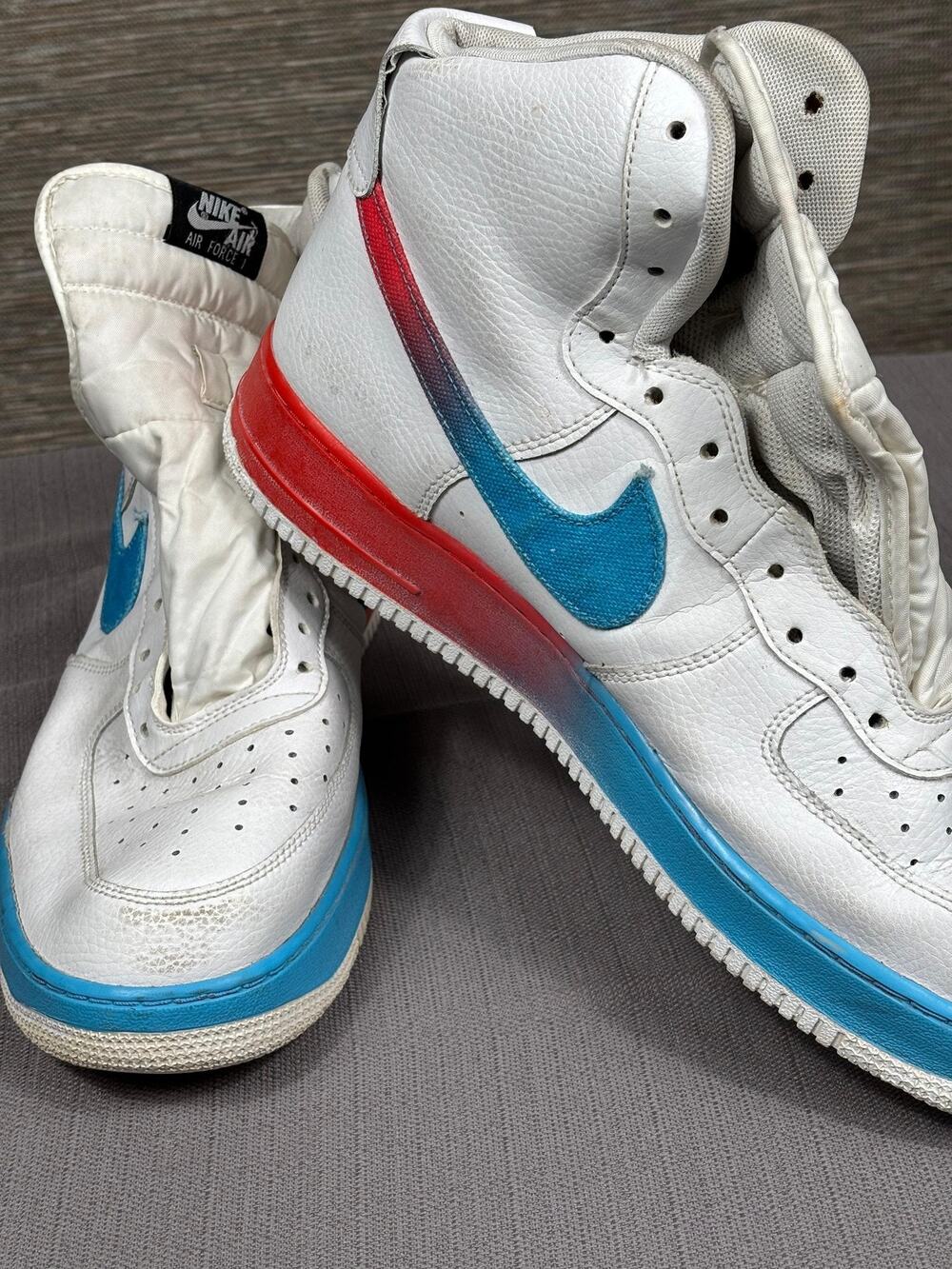 Nike Air Force 1 High Shoes Mens Size 13 White Blue Red Basketball (No Laces)